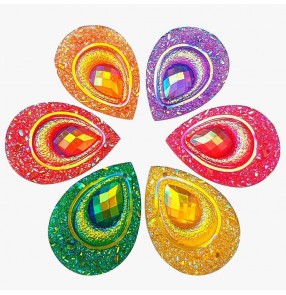 10pcs water droplets shape rhinestones for dance costumes headdress 18x25mm Hand Sewn Flat Back Resin gemstones DIY clothing bags phone decoration accessories
